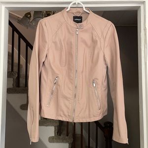 Express Faux Leather Moto Zip Jacket Pink Blush Medium